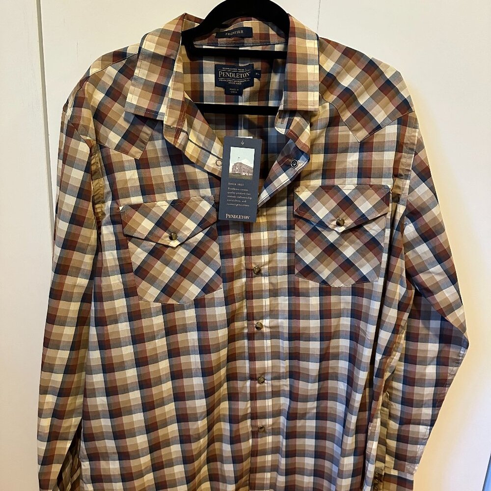 Brand New Pendleton Plaid Long Sleeve Shirt - Men's XL, Pearl Snap Buttons!